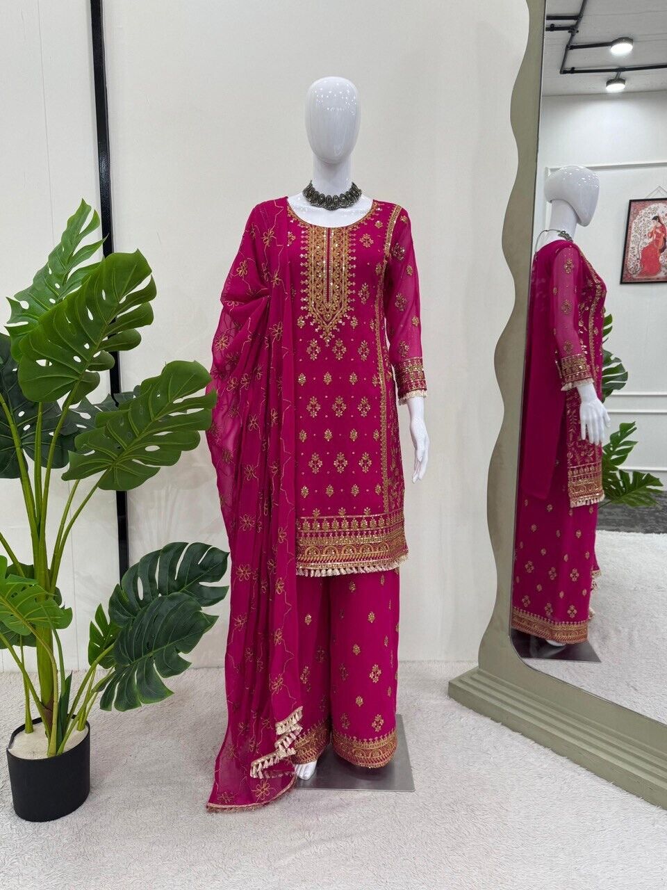 Georgette Salwar Kameez with Dupatta for Party Palazzo Kurti Set Sharara