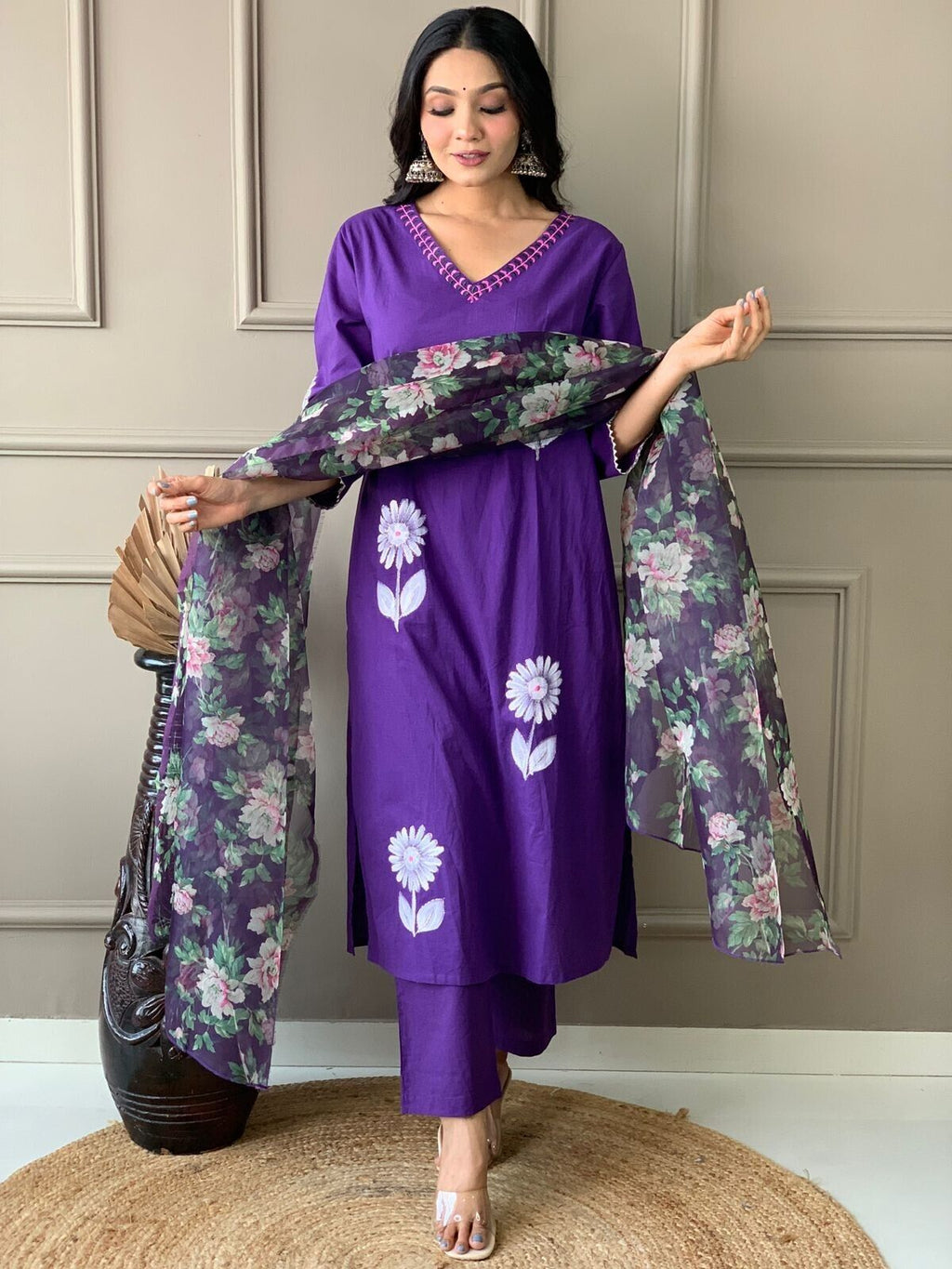 Beautiful Designer Cotton Kurti Suit Set Women's Bollywood Salwar Kameez Clothes