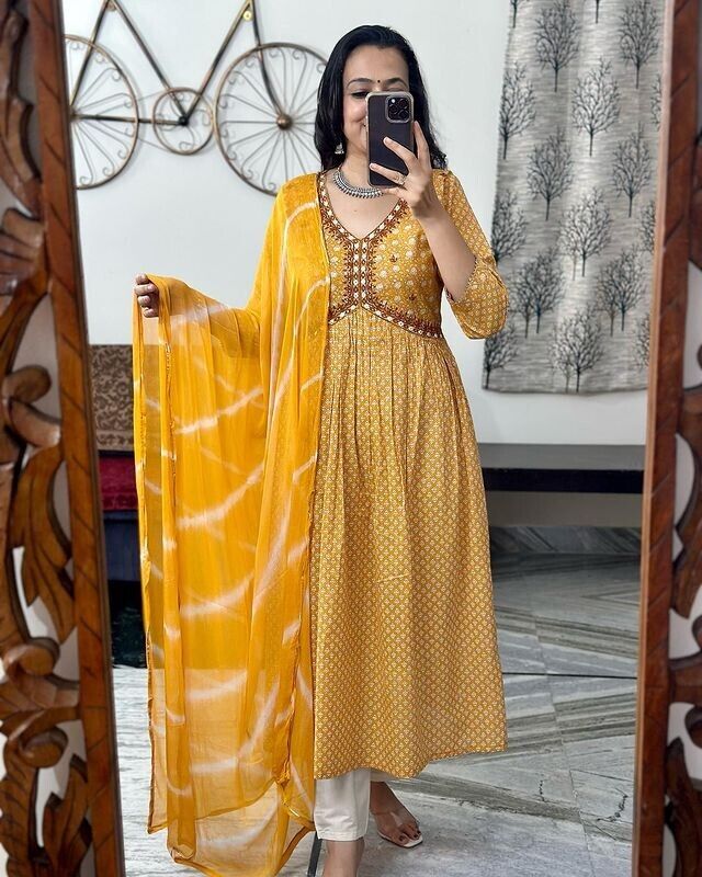 Yellow Bollywood Anarkali Gown Suit – Indian Pakistani Designer Wear