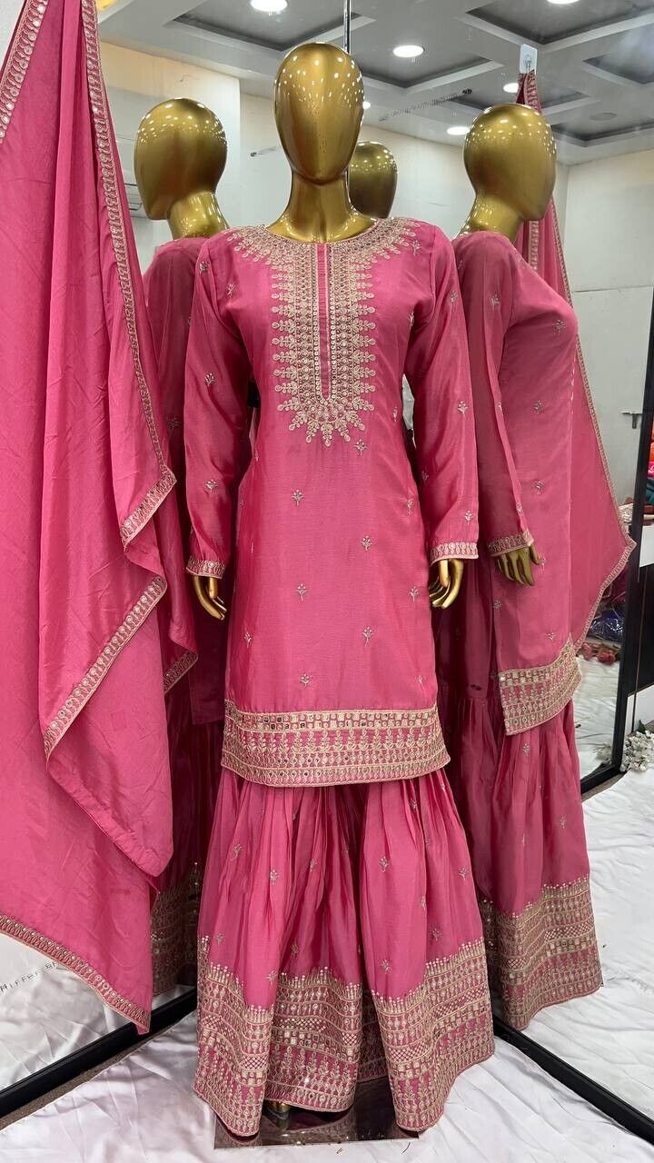 Embroidered Georgette Pakistani Party Wear Fancy Sharara palazzo Set