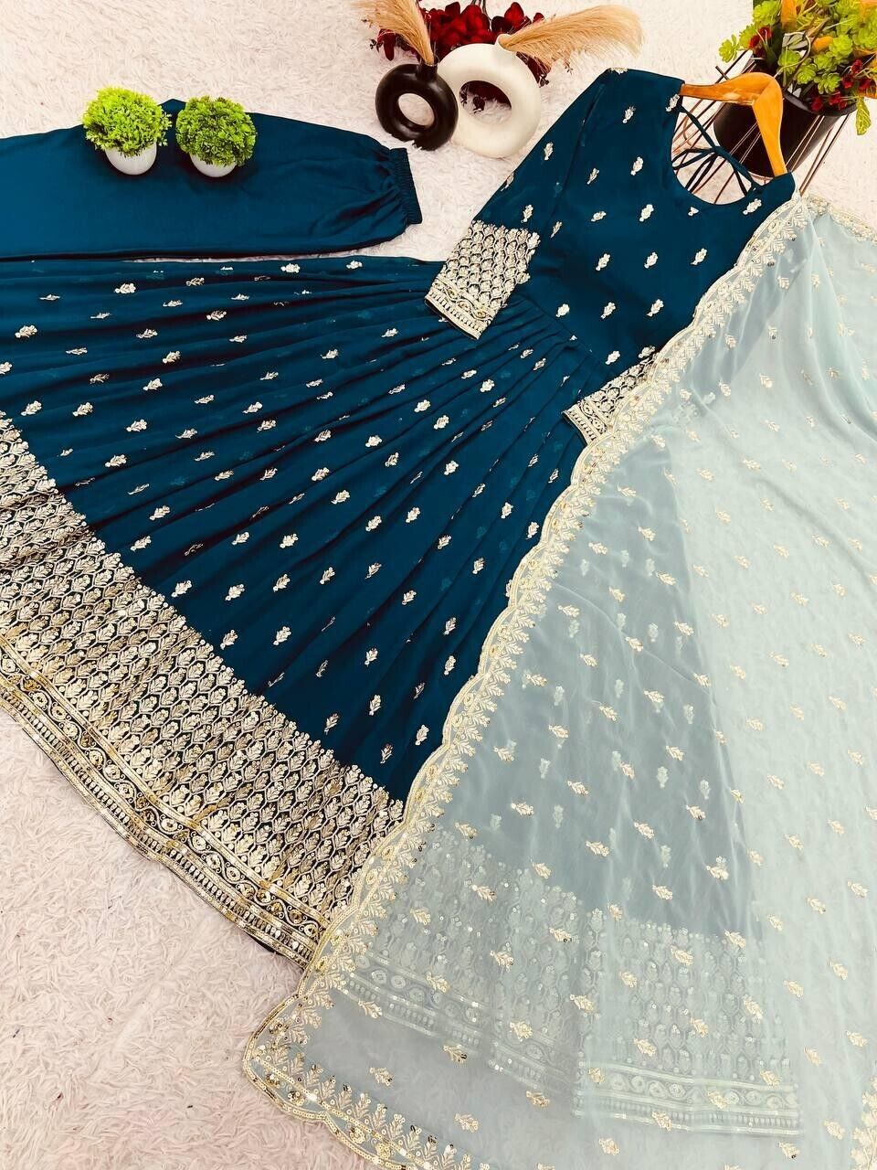 Indian Bollywood Bridal Party Heavy Pakistani Flared Anarkali  Wedding Gown