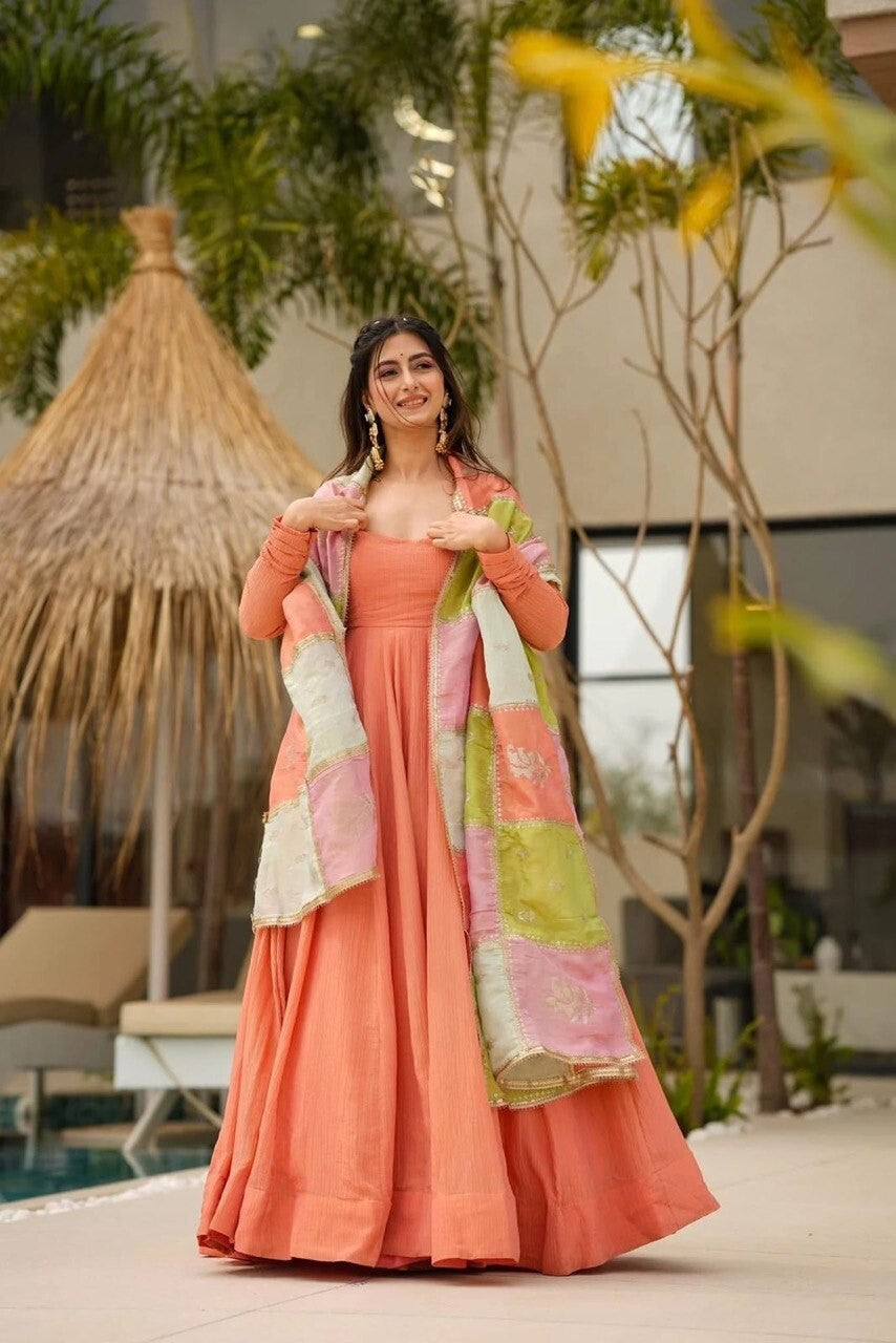 Indian Bollywood Tunic Kurti Designer Party Wear Kurta Flared Anarkali Suit Set