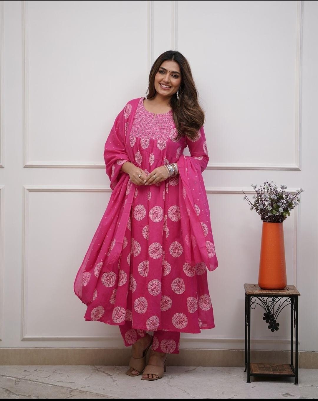 Bollywood Cotton Flared Anarkali Suit Gown – Indian Designer Wear  (Sizes S–3XL)
