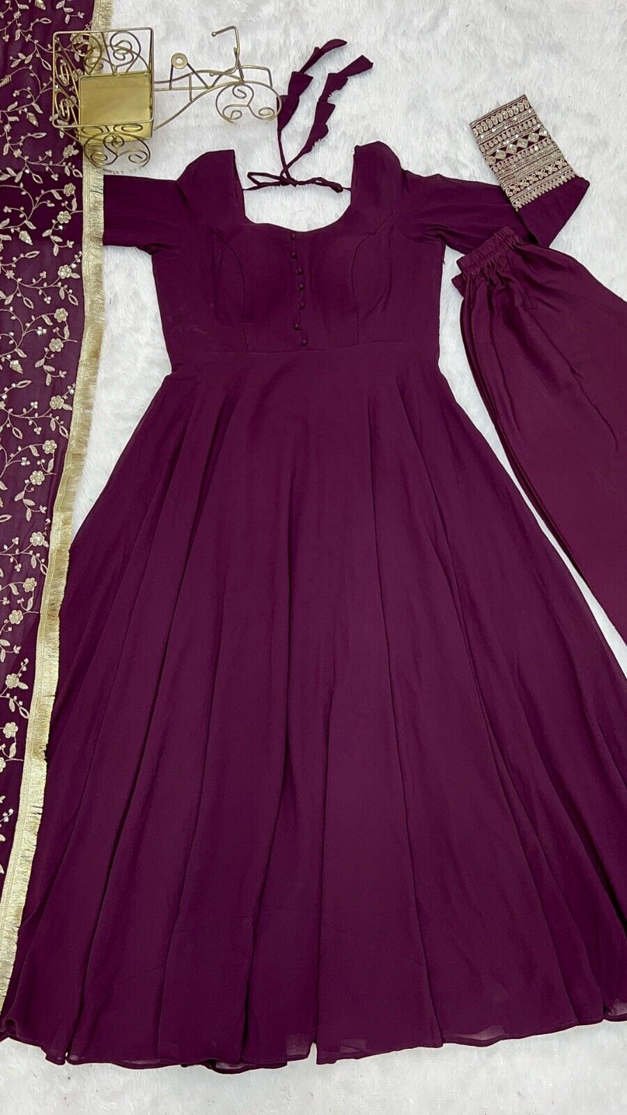 Designer Heavy Fox Georgette Anarkali Gown Set Fully Stitched & Ready to Wear