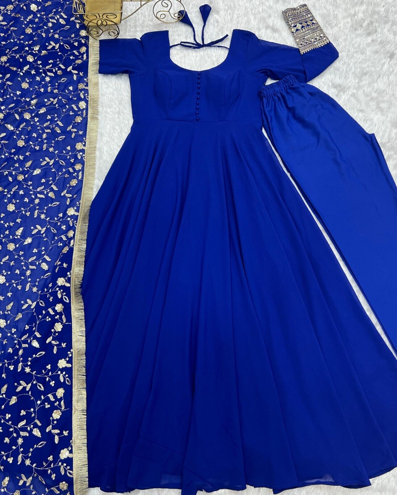 Designer Heavy Fox Georgette Anarkali Gown Set Fully Stitched & Ready to Wear