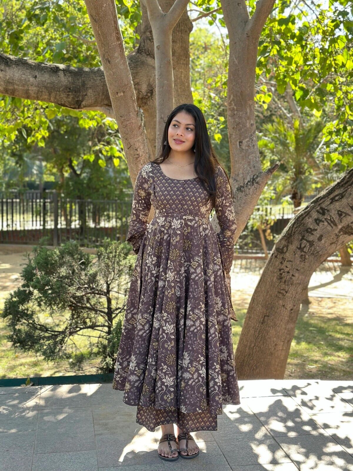 Women’s Designer Floral Printed Anarkali Gown Ethnic Pakistani Style Top