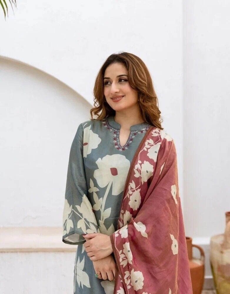 Cotton Printed Punjabi Salwar Kameez – 3-Piece Indian Pakistani Ethnic Floral