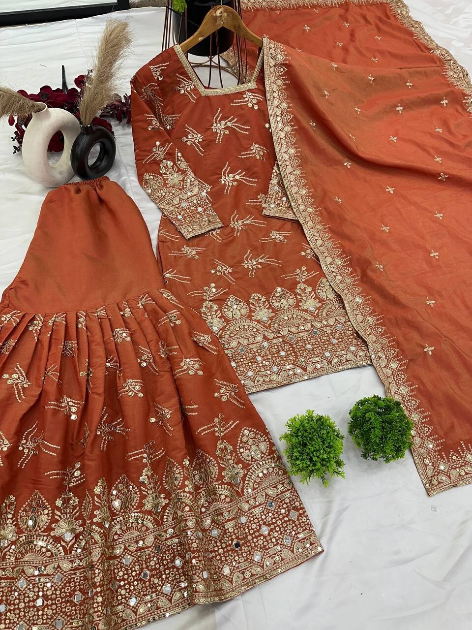 New Georgette Salwar Kameez Pakistani Wedding Party Wear Sharara Suit Style