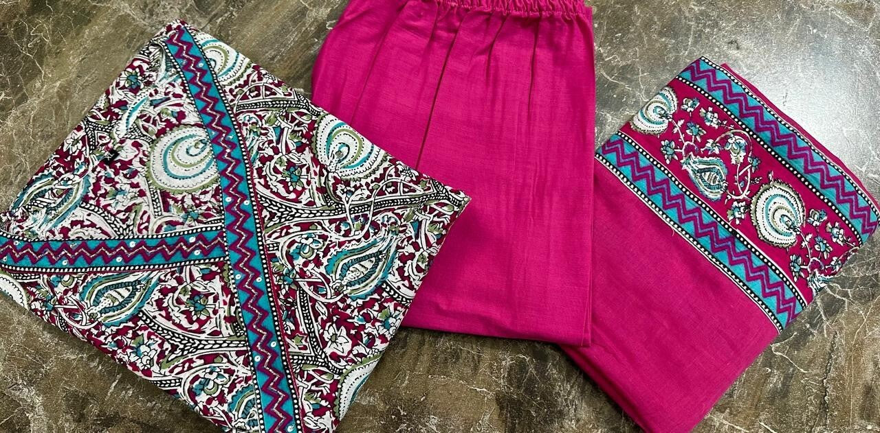 Cotton Sanganeri Print  Flared Anarkali Suit , Wedding party wear Kurti pant 3