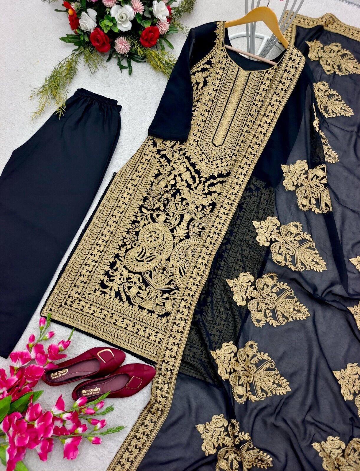 Pakistani Salwar Kameez Readymade Suit  Embroidered Georgette Kurta