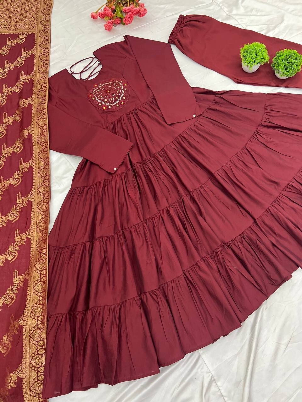 Pakistani Silk Salwar Kameez Readymade Suit Indian Wedding Party Gown Anarkali