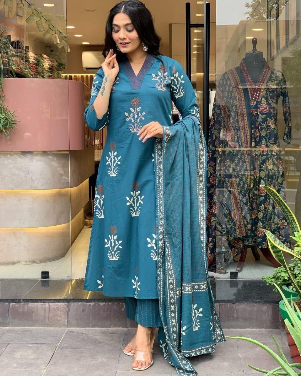Cotton Printed Flared Anarkali Gown – Rayon Long Maxi Dress for Women