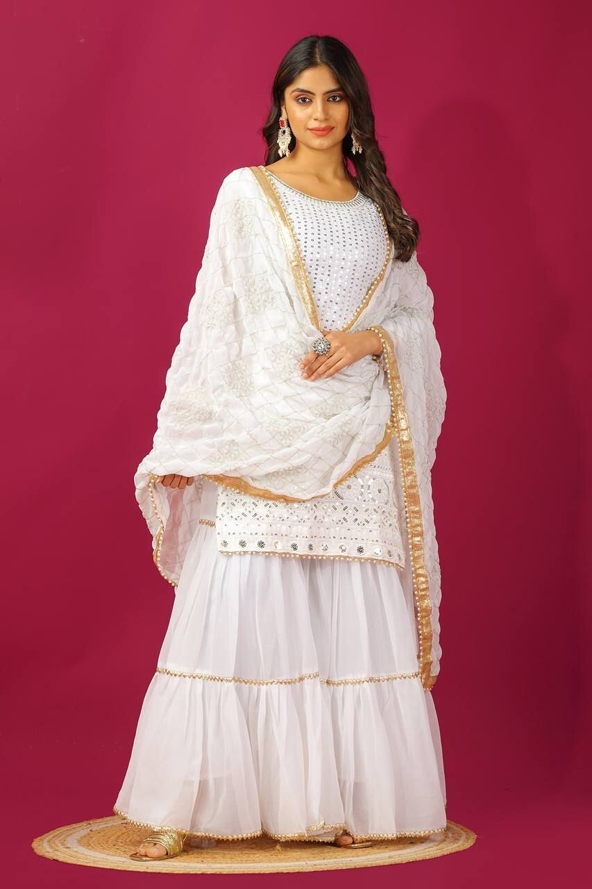Designer Black Faux Georgette Suit  with Sharara  Readymade Embroidred