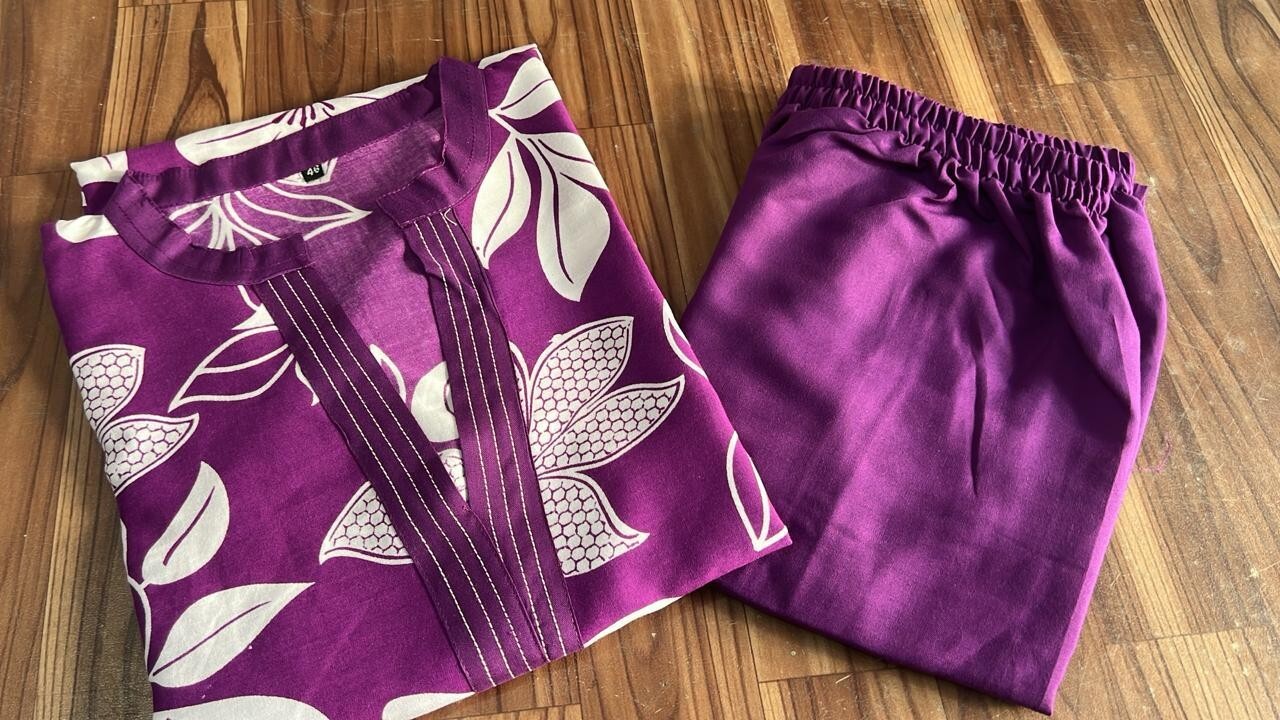 2 Pcs Cotton Wear Kurta with pant Indian Readymade Beautiful Salwar Kameez