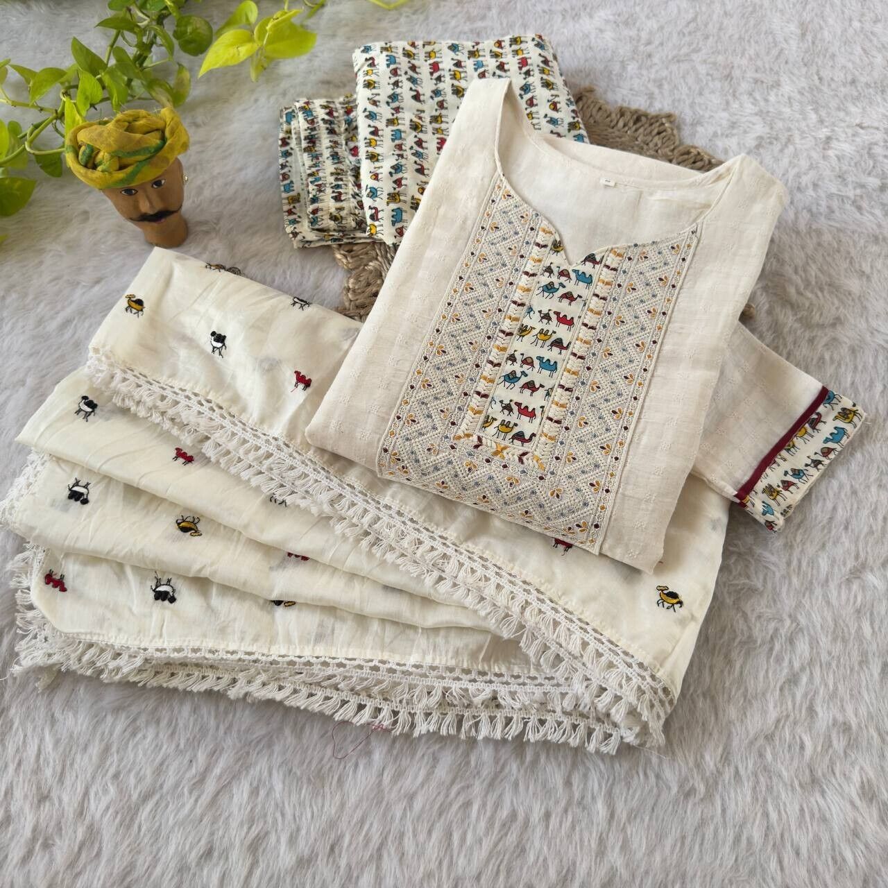 Roman Silk Salwar Kameez Set with Chanderi Dupatta – Hand Embroidered 3-Piece