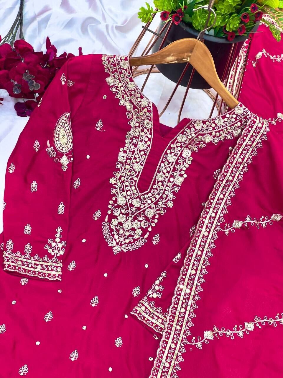 Indian Pakistani Designer Sharara Plazzo Salwar Kameez Suit – Embroidered Party