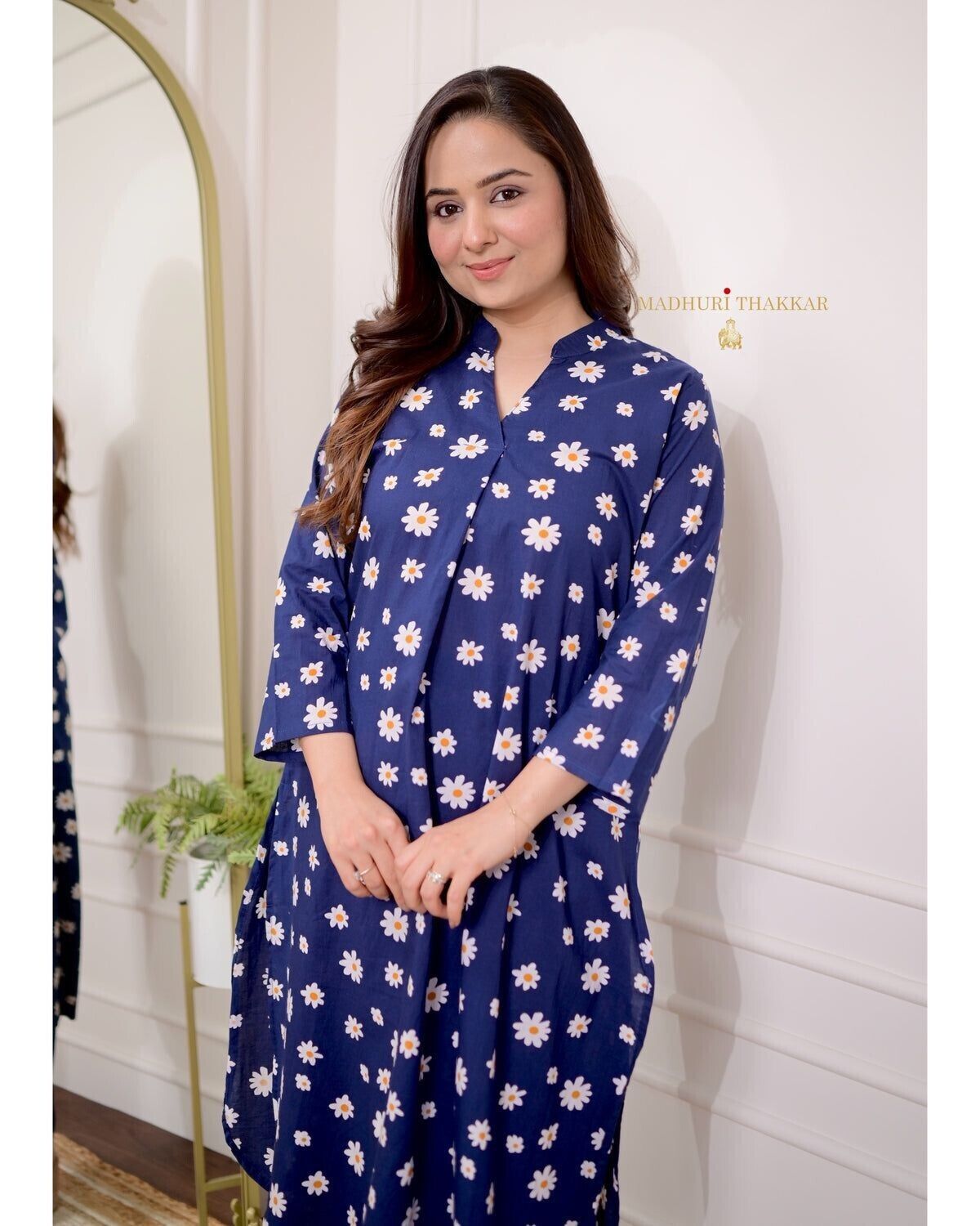 2 pcs indian women cotton kurta pant sets floral print co-ords set gift