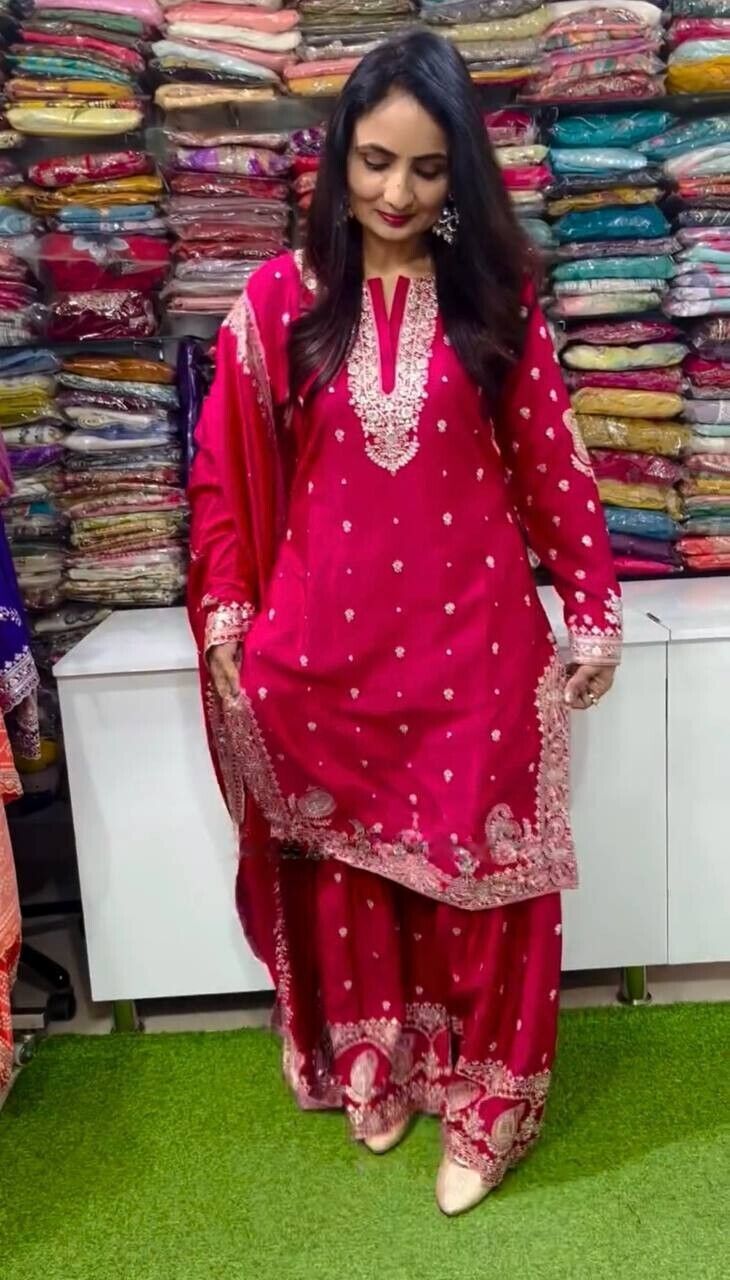 Indian Pakistani Designer Sharara Plazzo Salwar Kameez Suit – Embroidered Party