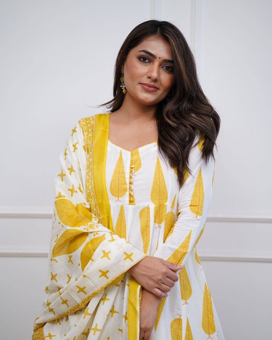 Yellow bollywood Wear anarkali Flared suit Gown Indian pakistani Designer Cotton