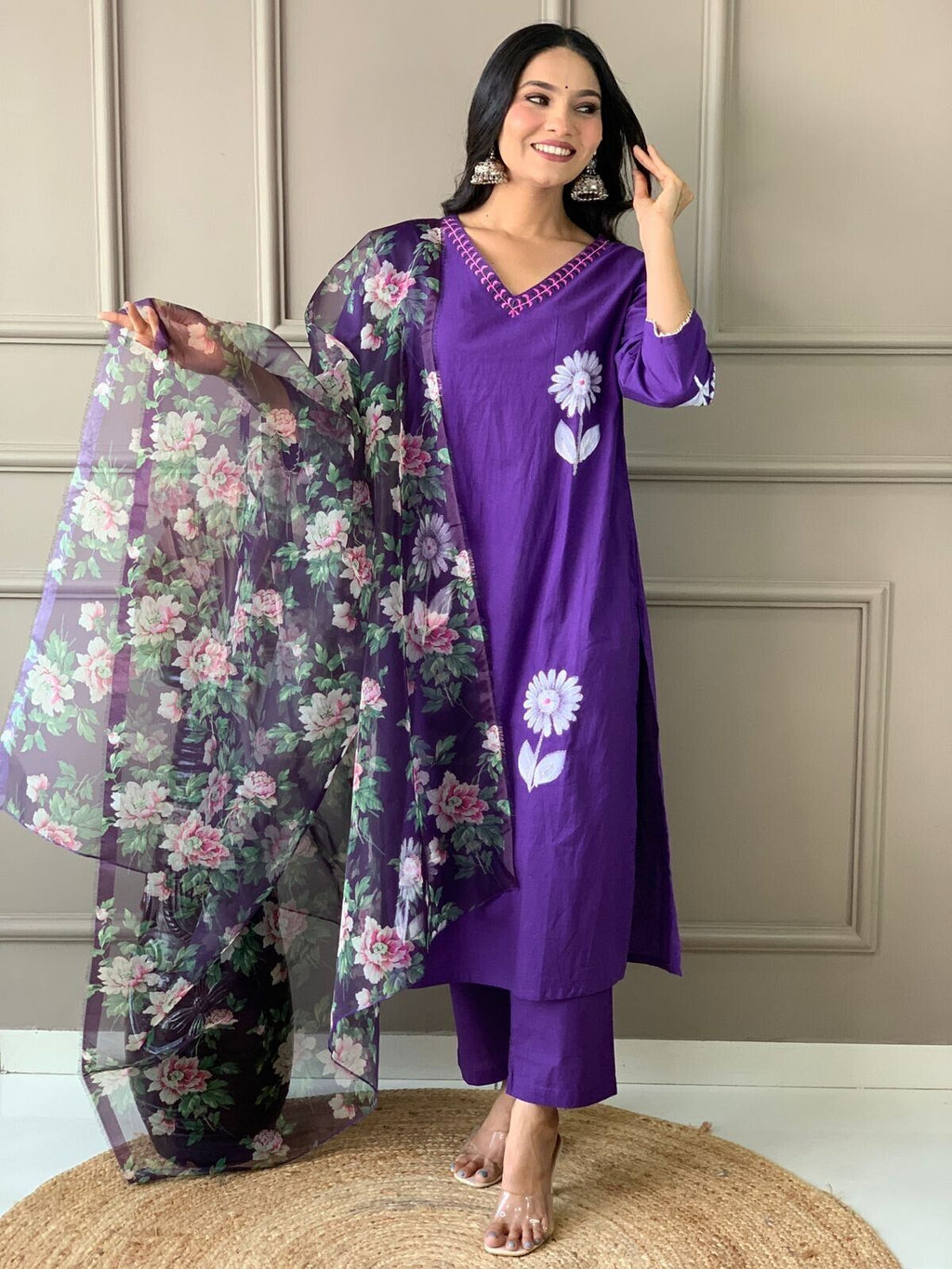 Beautiful Designer Cotton Kurti Suit Set Women's Bollywood Salwar Kameez Clothes