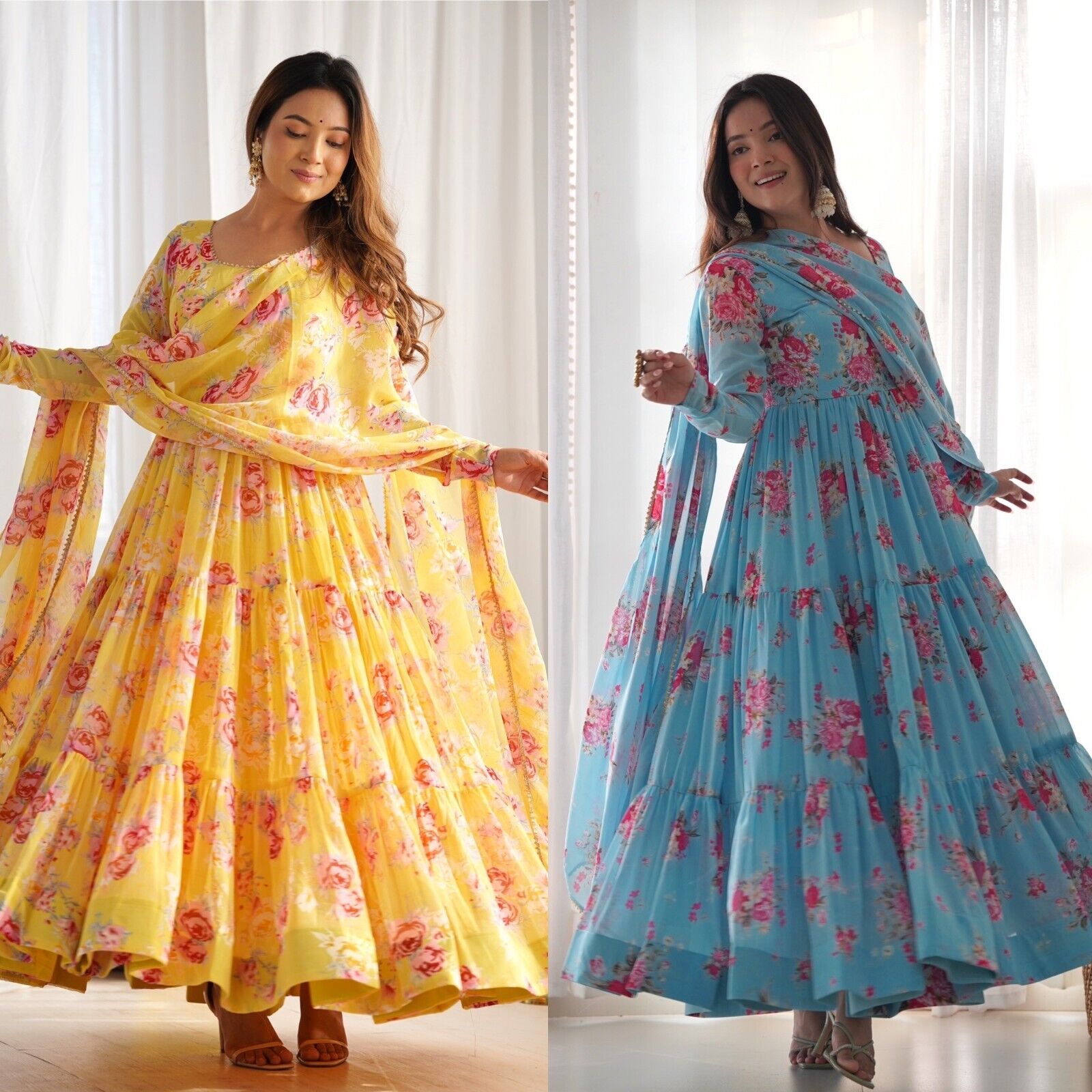 Georgette Full Floral Anarkali Gown Suit – Perfect for Festive Occasions