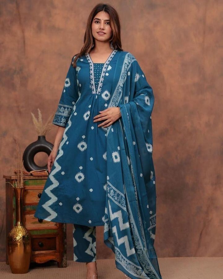 Cotton Printed Indian Pakistani Salwar Kameez – Printed A-line Dress Wear Suit