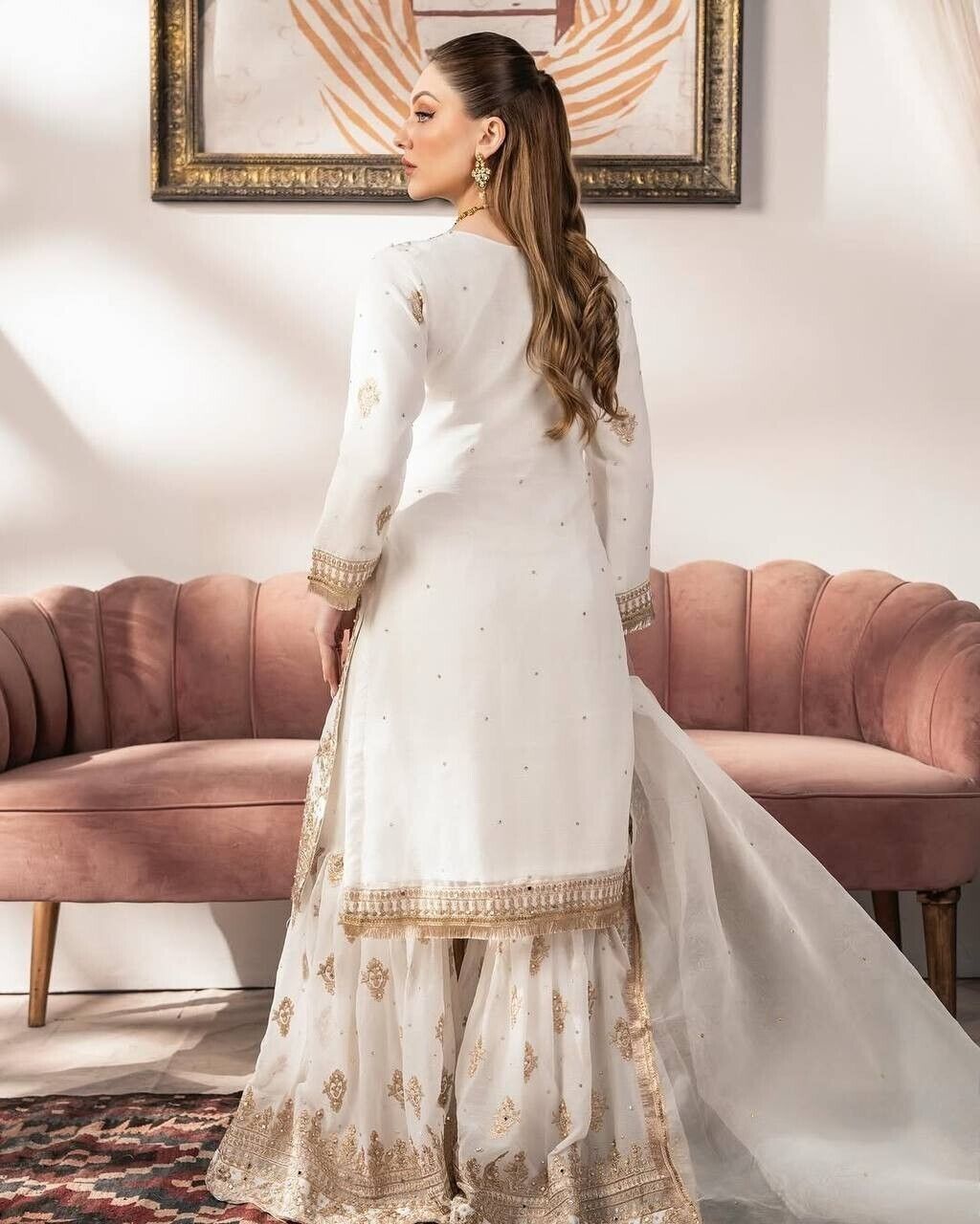 Pakistani Indian Wedding Sharara Suit with Designer Kurti - Eid Collection
