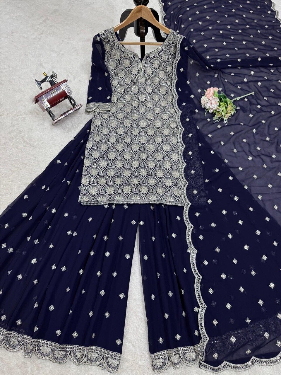 Indian Traditional Stylish Georgette Kurti & Palazzo Set for Women Sharara set