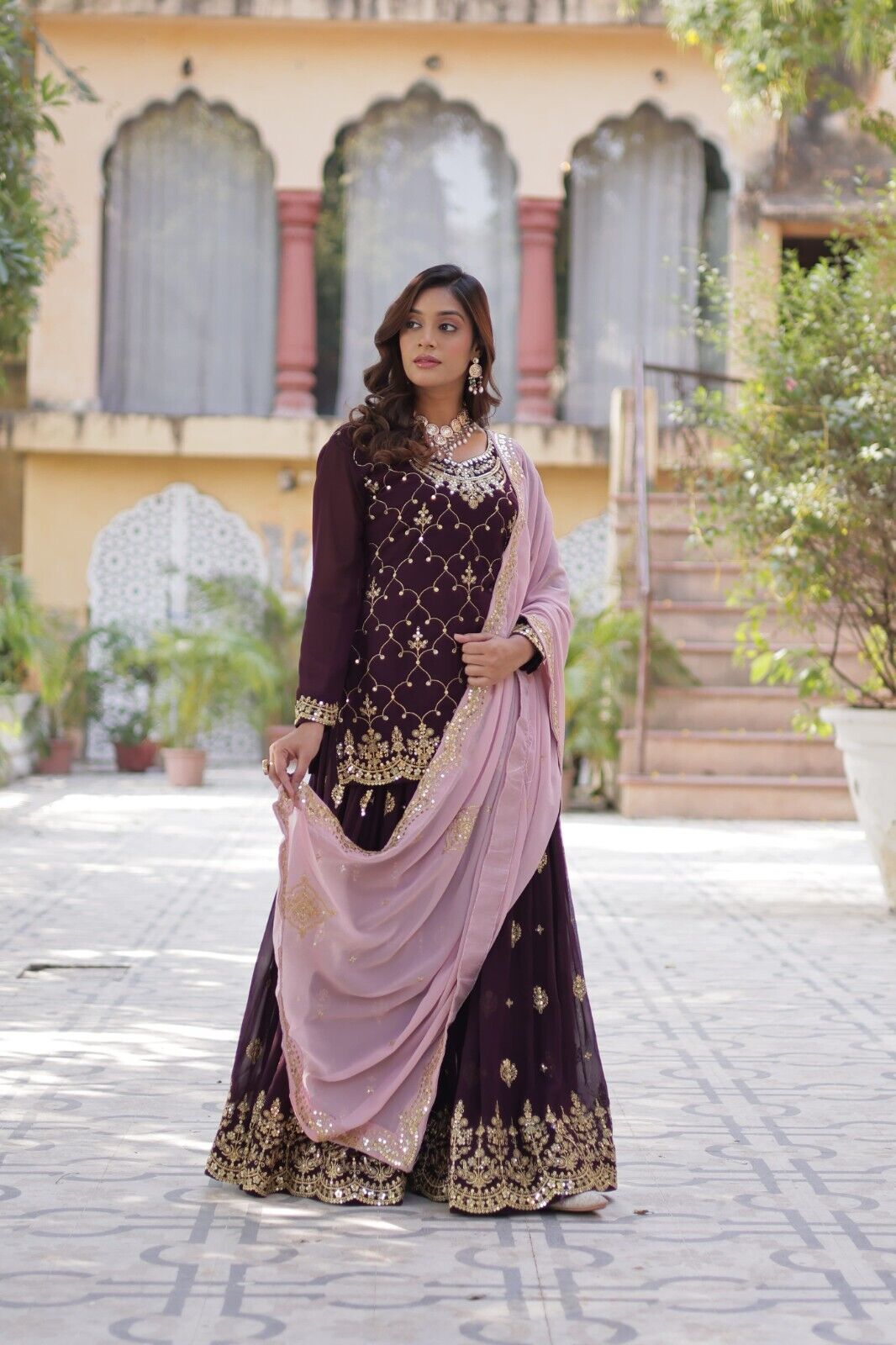 Georgette readymade Indian Pakistani Salwar Kameez Set – Palazzo Kurti Dupatta