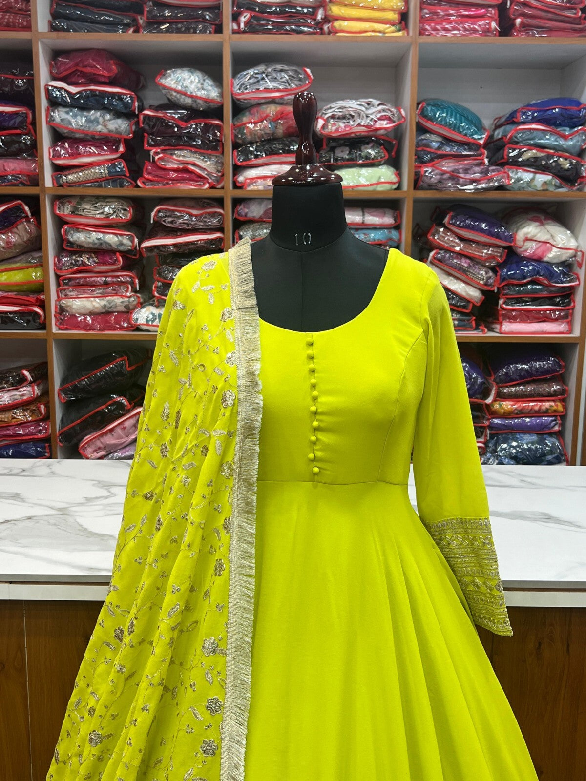 Designer Heavy Fox Georgette Anarkali Gown Set Fully Stitched & Ready to Wear