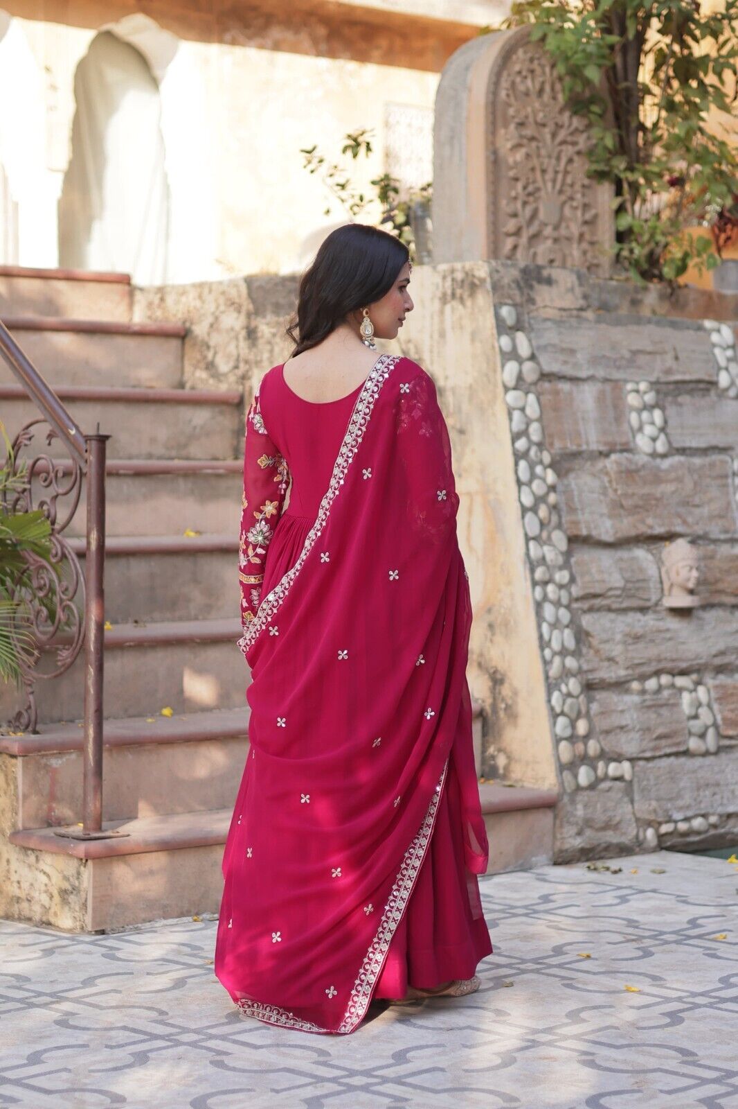 Anarkali Gown Red Pakistani Dress Suit Wear Indian Bollywood Long full length