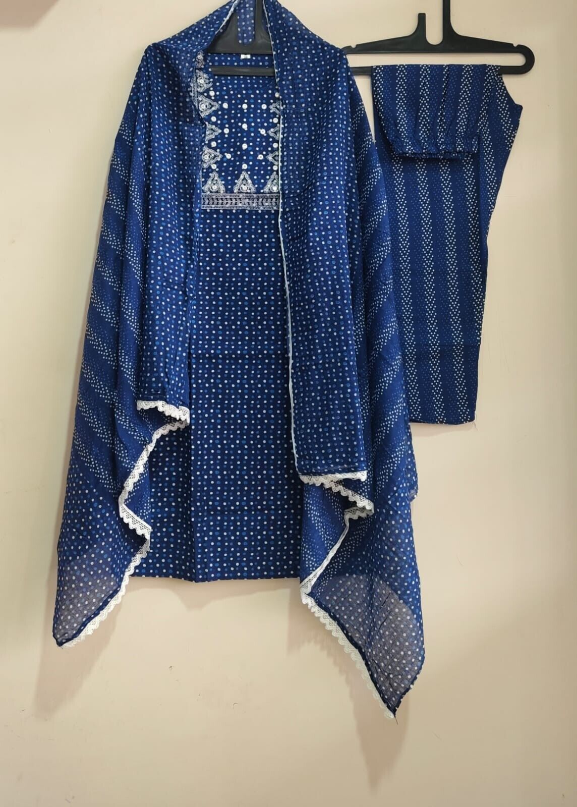 Cotton Blue Color  Salwar Kameej Suit , Wedding party wear Kurti pant 3 pc