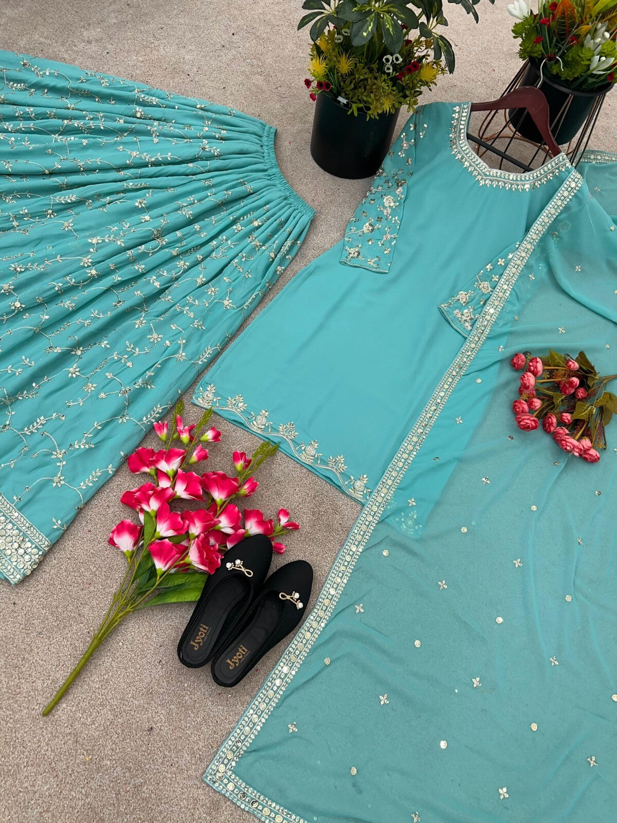 Bollywood Sharara Suit Ethnic Indian Kameez Salwar Pakistani Designer Georgette