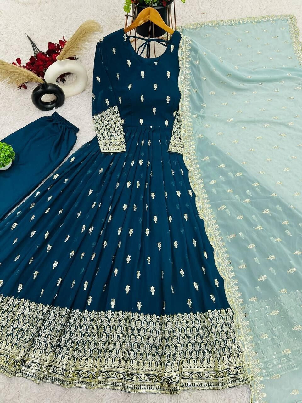 Indian Bollywood Bridal Party Heavy Pakistani Flared Anarkali  Wedding Gown