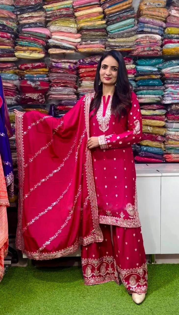 Indian Pakistani Designer Sharara Plazzo Salwar Kameez Suit – Embroidered Party