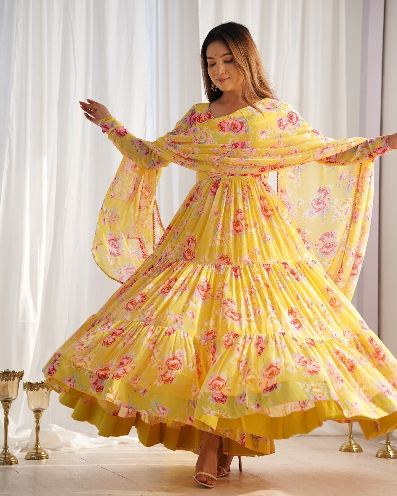 Georgette Full Floral Anarkali Gown Suit – Perfect for Festive Occasions