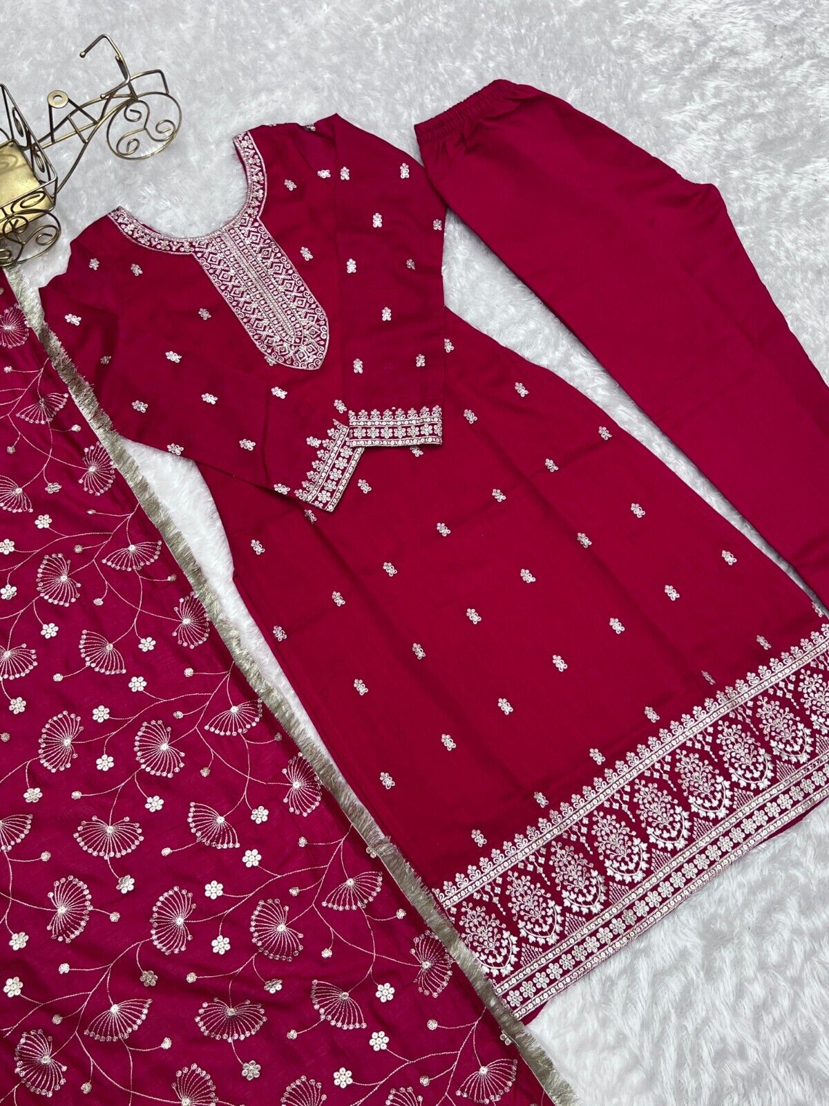 Zari work Silk Salwar Kameez Suit Designer Kurta salwar kameez suit , 3 pcs suit