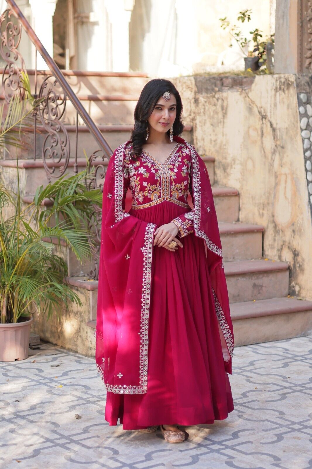 Anarkali Gown Red Pakistani Dress Suit Wear Indian Bollywood Long full length
