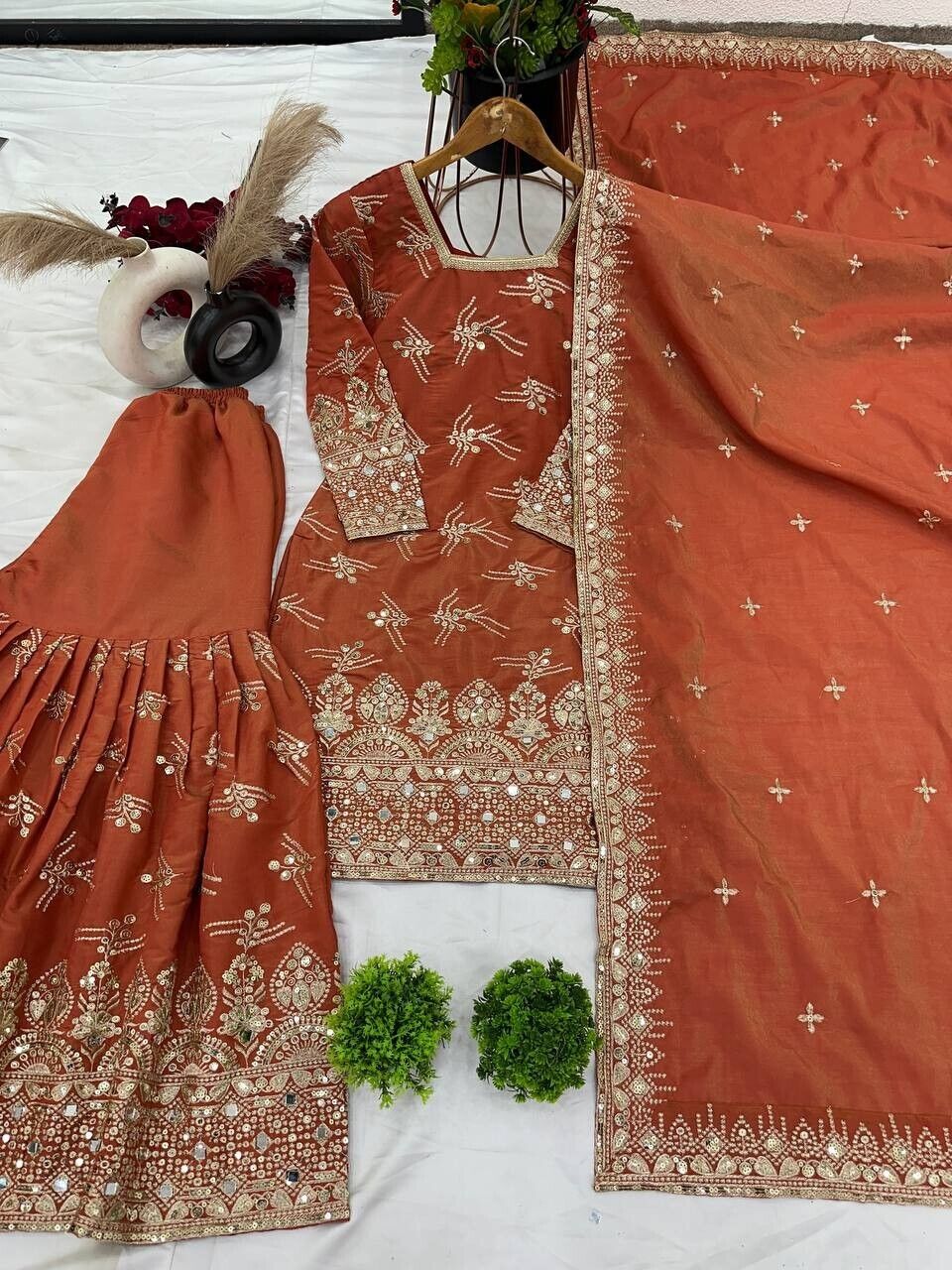 New Georgette Salwar Kameez Pakistani Wedding Party Wear Sharara Suit Style