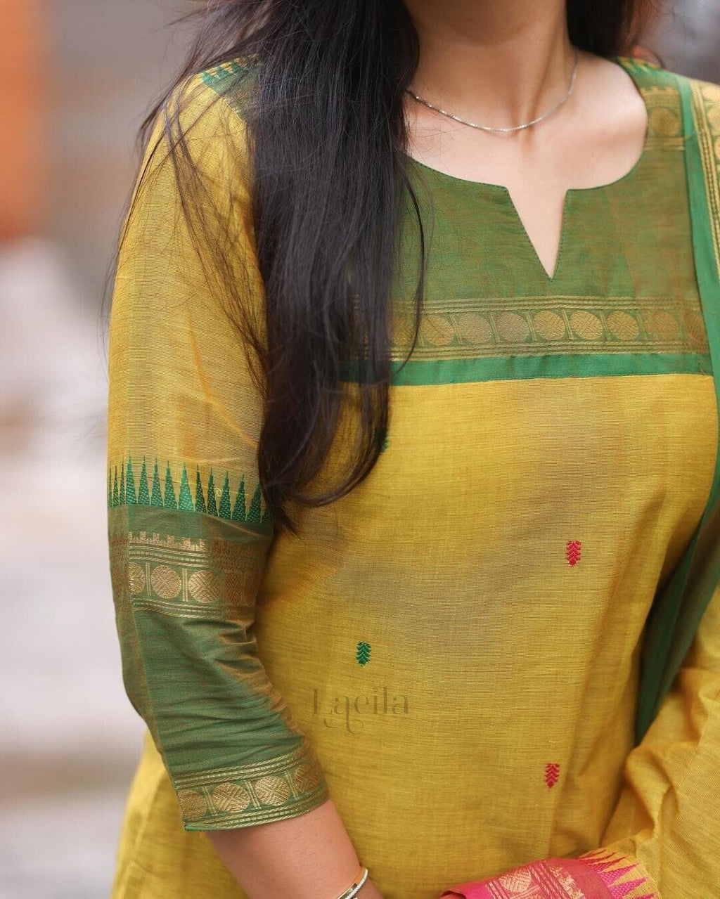 Pakistani Casual Yellow Cotton Solid & Kanchi Lining Cotton Salwar Kameez Women
