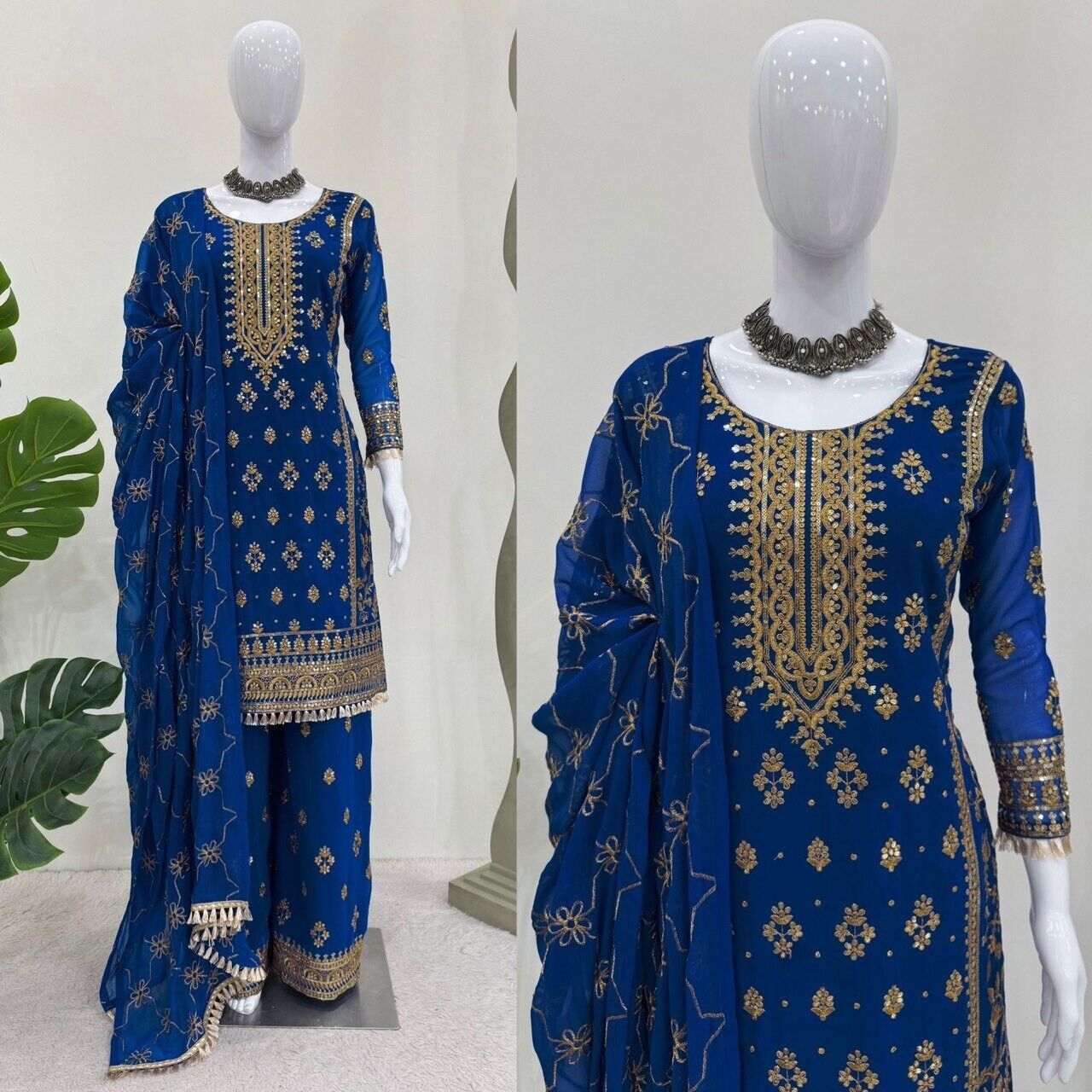 Georgette Salwar Kameez with Dupatta for Party Palazzo Kurti Set Sharara