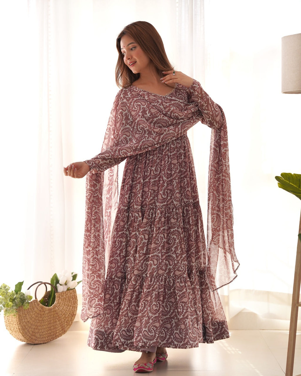 Designer Flared Anarkali Gown Suit Set – Bollywood-Inspired Pakistani Wear