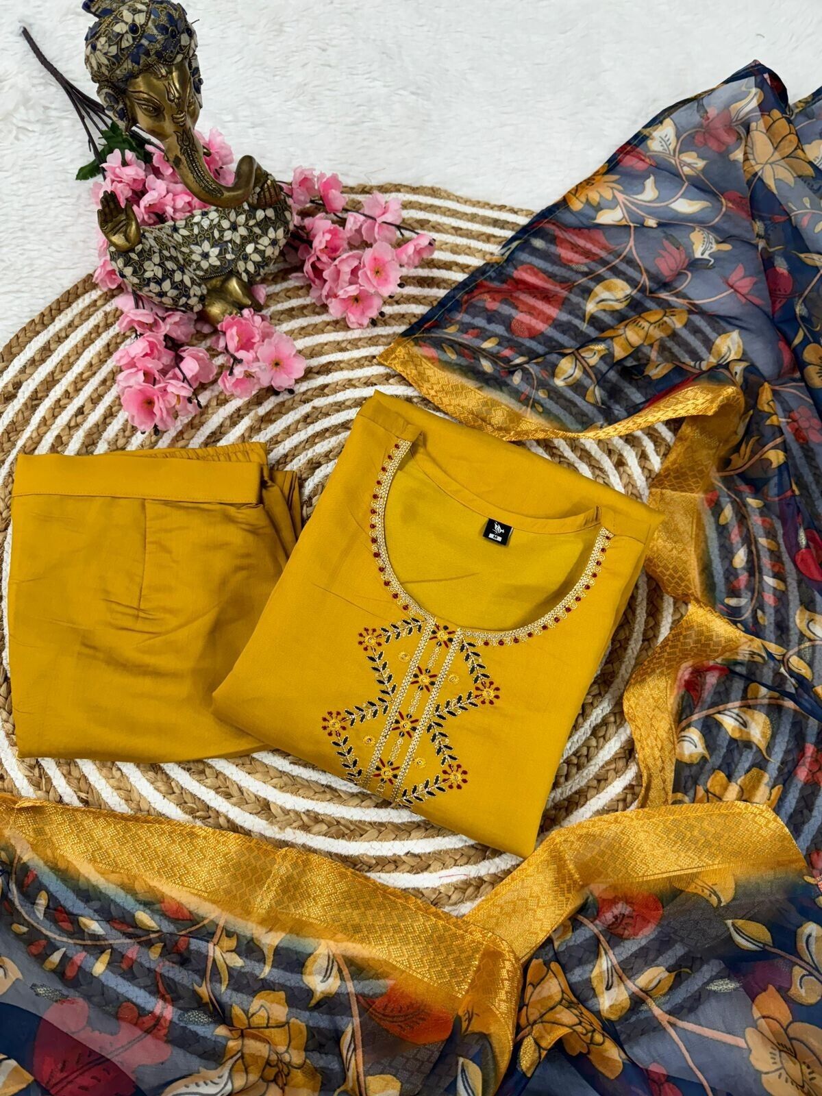 Elegant Viscose Chanderi Silk suit salwar kameez Kurta Set with Jacquard Dupatta