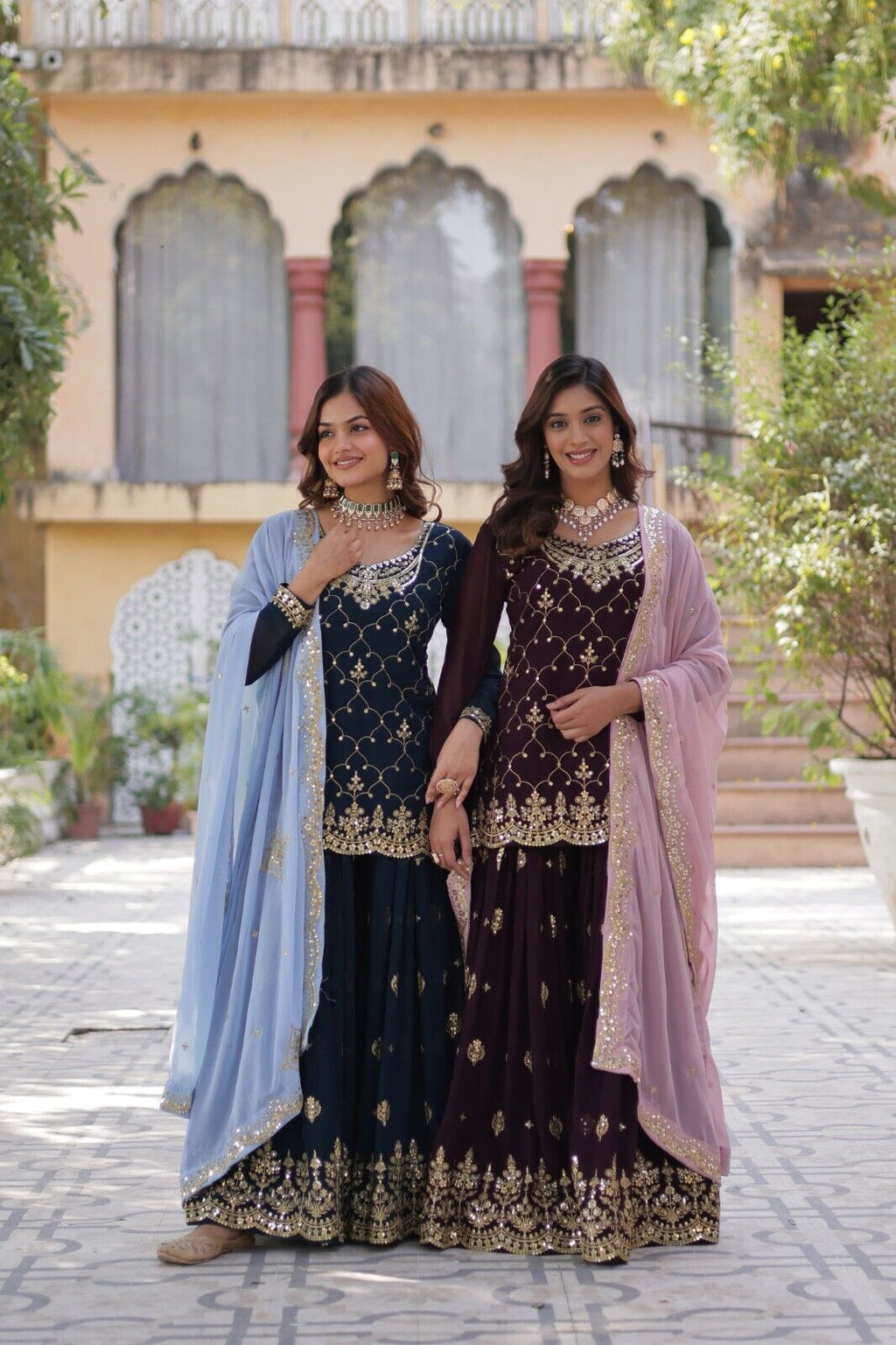Georgette readymade Indian Pakistani Salwar Kameez Set – Palazzo Kurti Dupatta