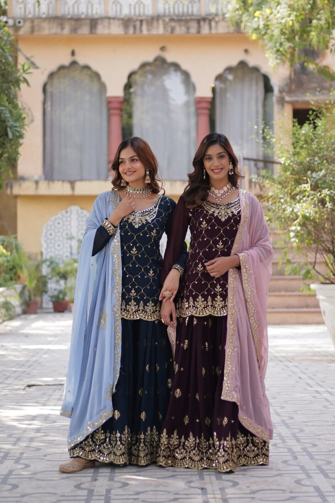 Georgette readymade Indian Pakistani Salwar Kameez Set – Palazzo Kurti Dupatta