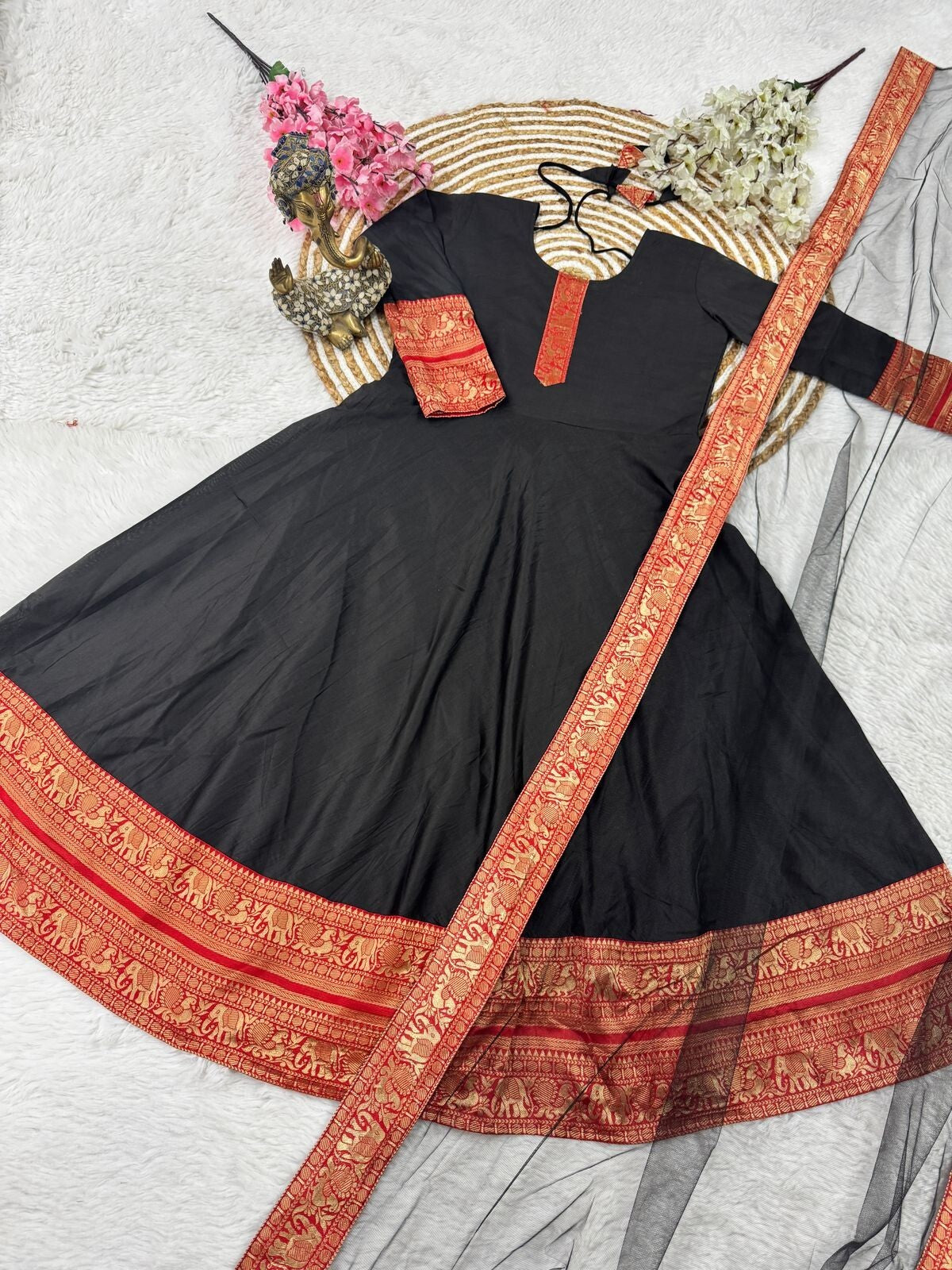 Anarkali Gown Pakistani Salwar Kameez Ready made Wedding Partywear Chanderi silk