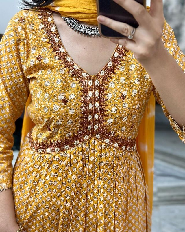 Yellow Bollywood Anarkali Gown Suit – Indian Pakistani Designer Wear