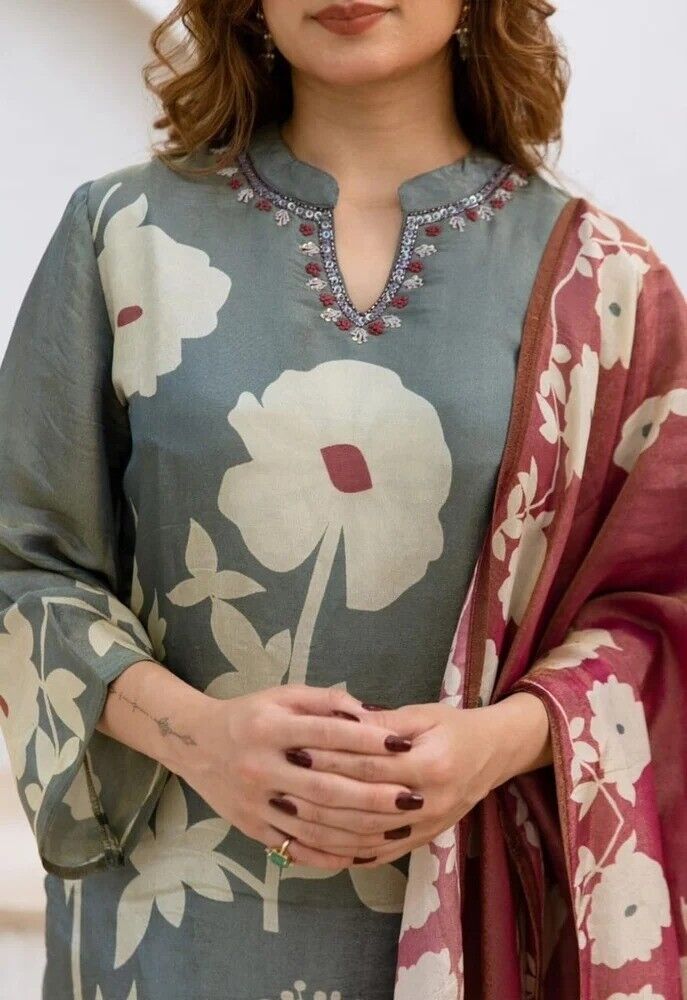 Cotton Printed Punjabi Salwar Kameez – 3-Piece Indian Pakistani Ethnic Floral