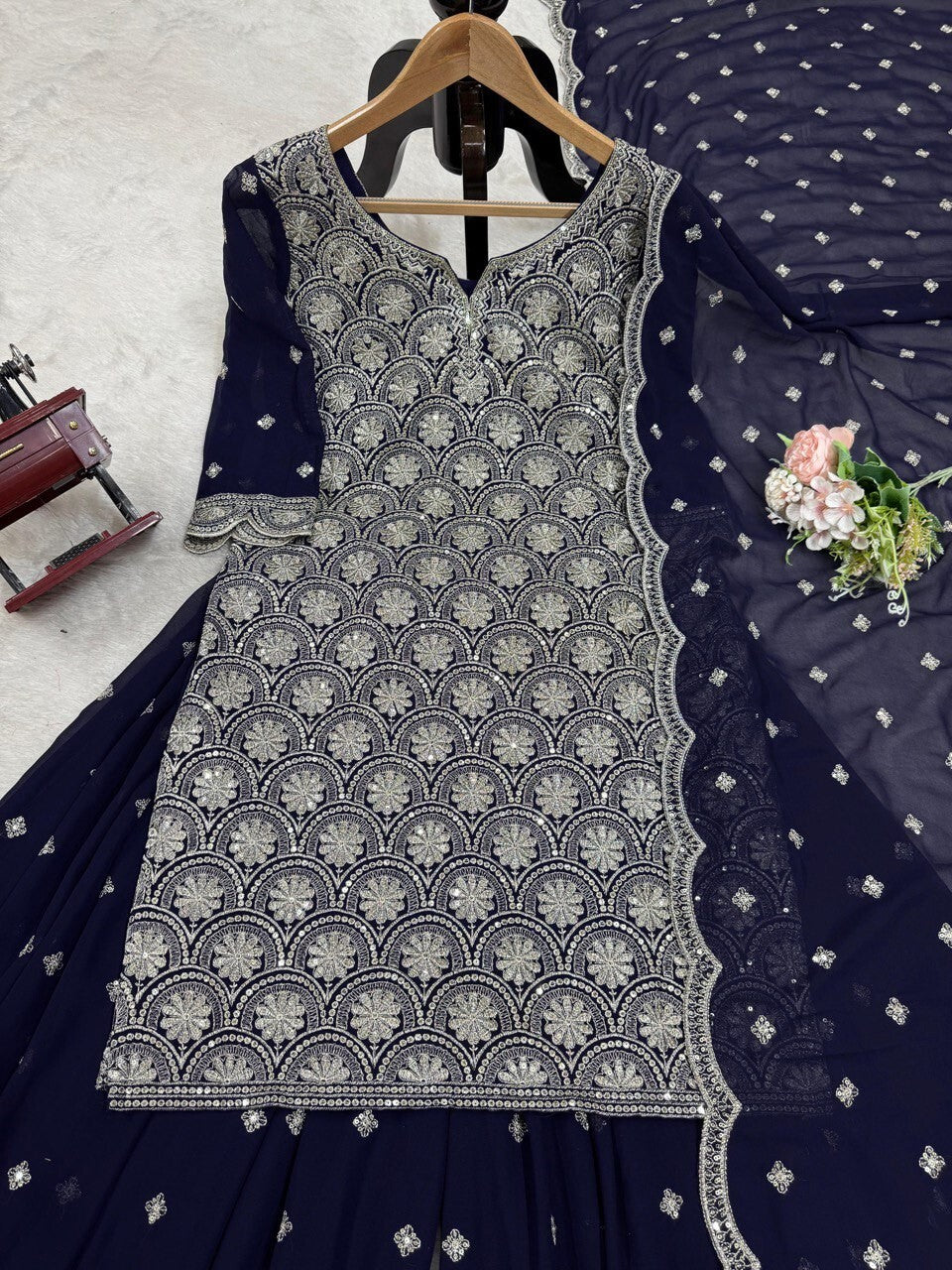 Indian Traditional Stylish Georgette Kurti & Palazzo Set for Women Sharara set