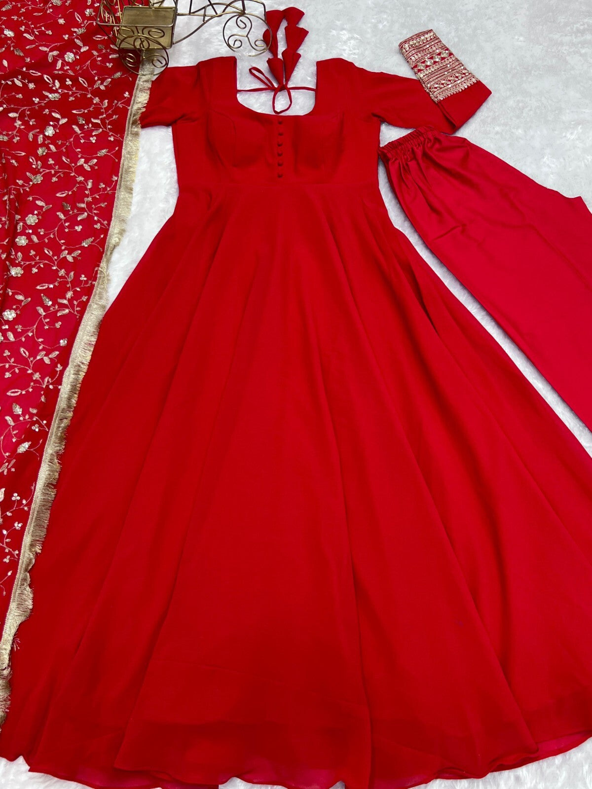 Designer Heavy Fox Georgette Anarkali Gown Set Fully Stitched & Ready to Wear